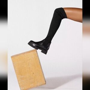 TAMARA MELLON x KARLA WELCH BLACK "RALLY CRY " OVER THE KNEE SOCK BOOTS
